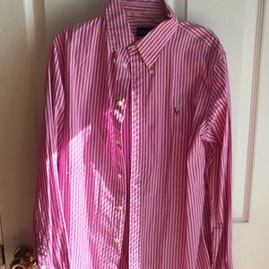 Ladies Ralph Lauren Pink / White striped Blouse